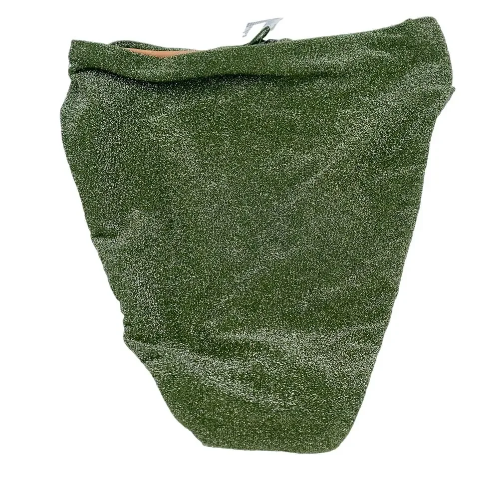 New J. Crew Green Sparkle High Cut Tie Waist Bikini Swim Bathing Suit Bottom XXS